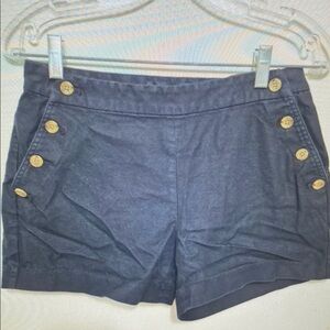 Women's Navy Button-Accent Athletic Shorts